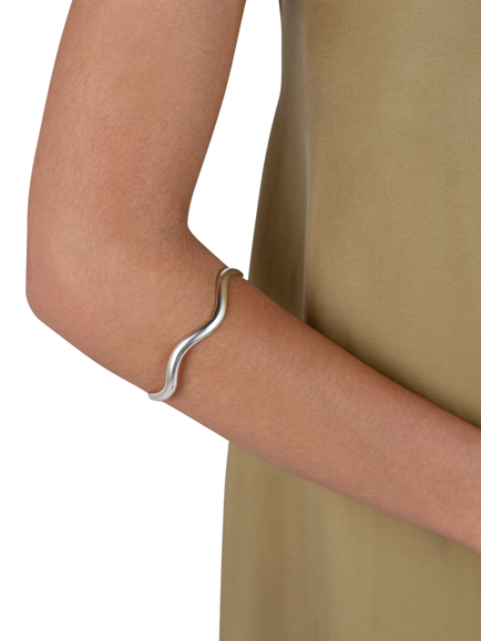 Andea Silver Wave Bangle - view 2, Silver