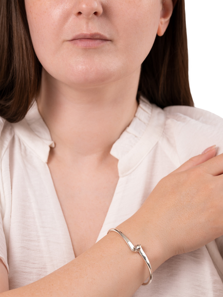 Andea Silver Half Bangle with Twist - view 2, Silver