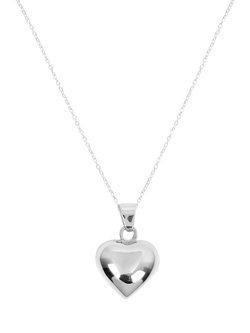 Andea Puffed Heart Pendant Necklace, Silver, 