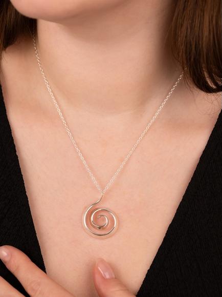 Andea Swirl Pendant Necklace, Silver - view 2, Silver