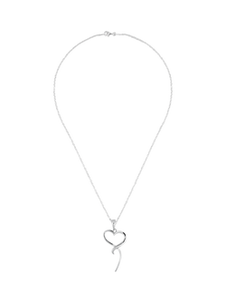 Andea Open Heart Pendant Necklace, Silver, 