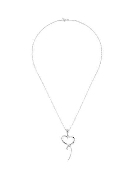 Andea Open Heart Pendant Necklace, Silver, 
