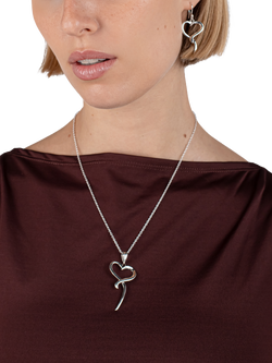 Andea Open Heart Pendant Necklace, Silver - view 2, 