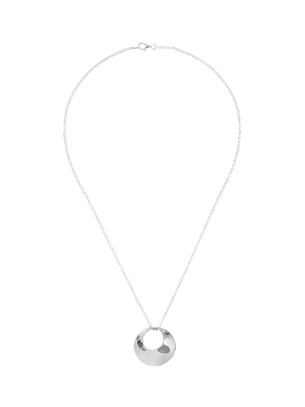 Andea Round Open Twist Pendant Necklace, Silver, Silver