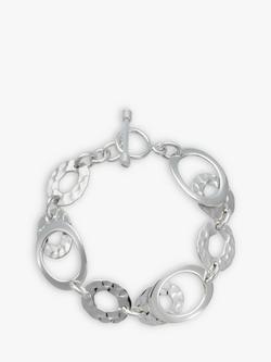 Andea Silver Hammered Oval Link Bracelet, 