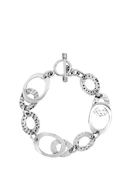 Andea Silver Hammered Oval Link Bracelet, 