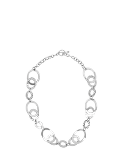 Andea Silver Hammered Oval Link Necklace, 