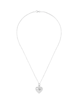Andea Hammered Puffed Heart Pendant Necklace, Silver, 