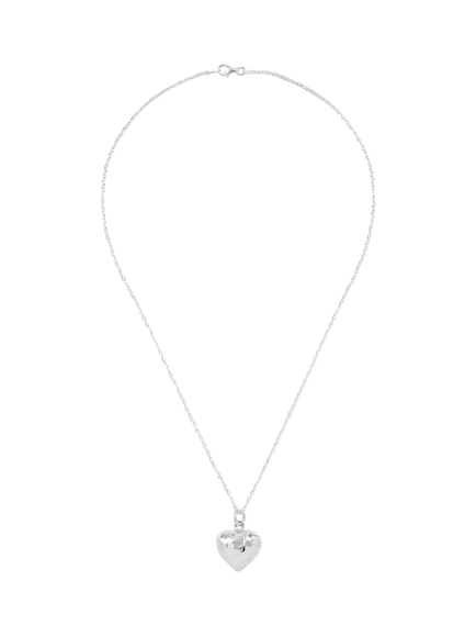 Andea Hammered Puffed Heart Pendant Necklace, Silver, Silver