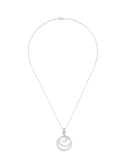 Andea Spiral Circle Pendant Necklace, Silver, 