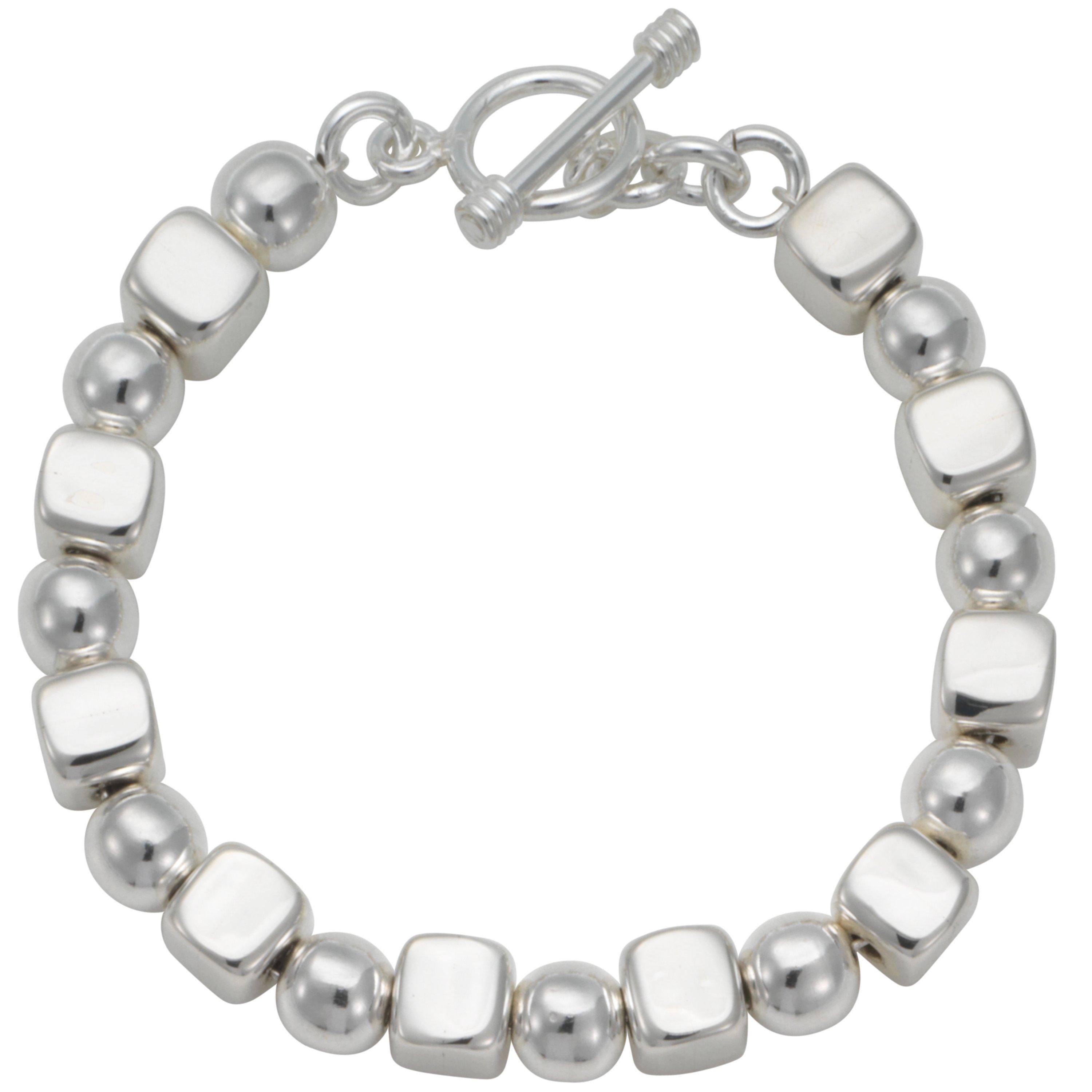 Product image 1 of 1, which shows Andea Silver Cube and Ball Bracelet