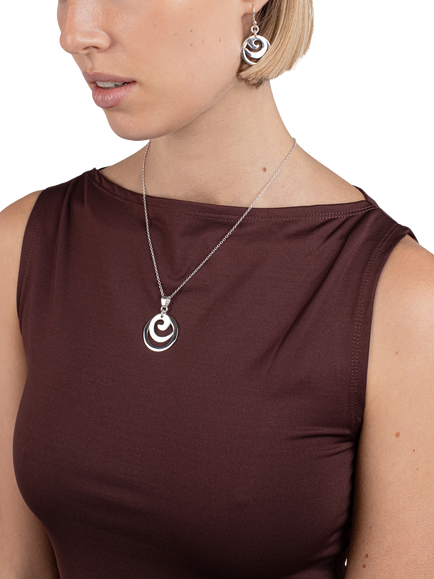 Andea Silver Spiral Circle Drop Earrings - view 2, 
