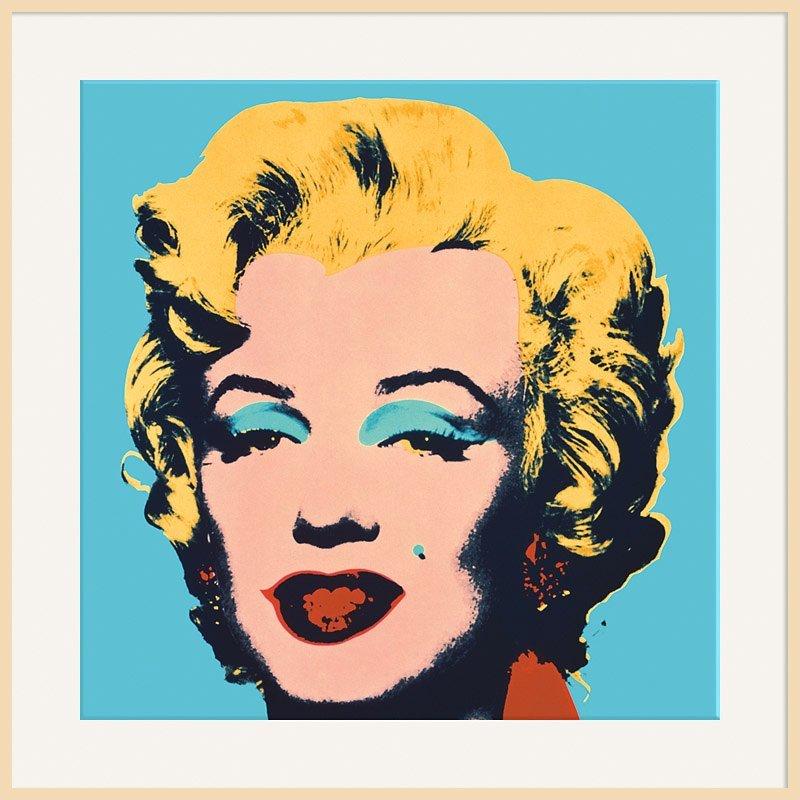 Warhol - Marilyn Blue, Natural Ash Framed Print