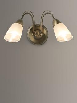John Lewis Mizar Wall Light, 2 Arm, Antique Brass, Antique Brass