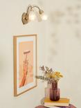 John Lewis Mizar Wall Light, 2 Arm, Antique Brass