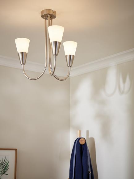 John Lewis Lulu 3 Arm Ceiling Light, Chrome