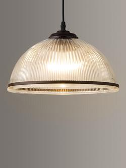 John Lewis Tristan Ribbed Glass Pendant Ceiling Light, Bronze, Metallics