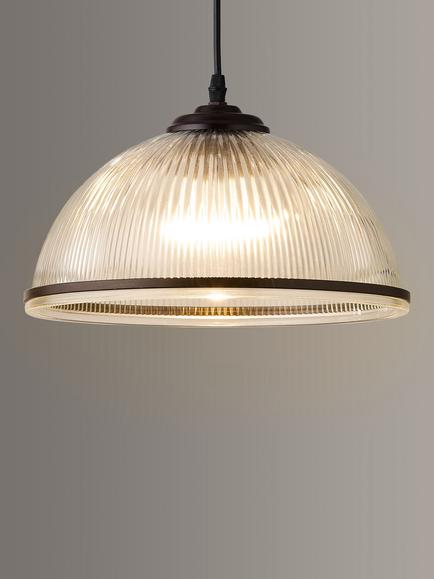 John Lewis Tristan Ribbed Glass Pendant Ceiling Light, Bronze, Metallics