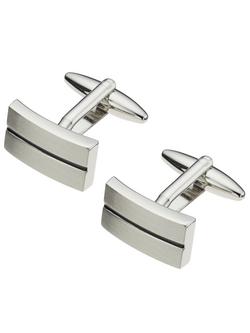 John Lewis Stripe Oblong Cufflinks, Black, Black