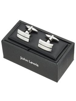 John Lewis Stripe Oblong Cufflinks, Black - view 2, Black