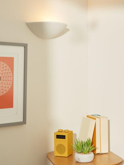John Lewis Radius Uplighter Wall Light, White - view 2, White