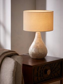 John Lewis Pearl Dual-Lit Capiz Shell Table Lamp - view 2, Natural