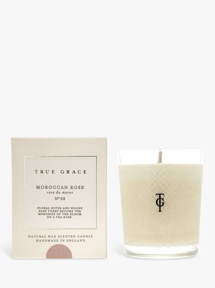 True Grace Village Moroccan Rose Classic Scented Candle, 190g, White