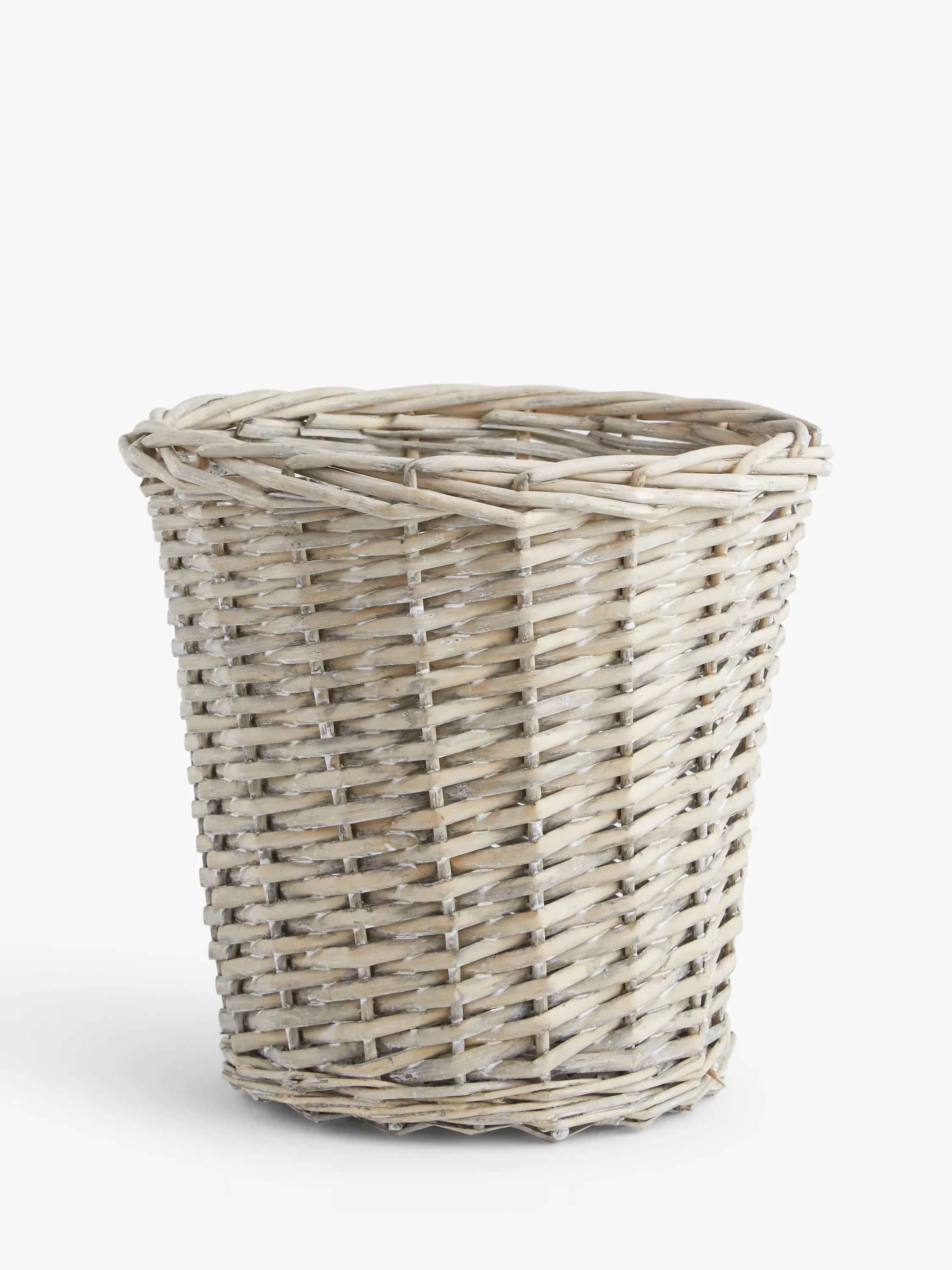 John Lewis ANYDAY Wicker Waste Paper Bin, Grey Wash