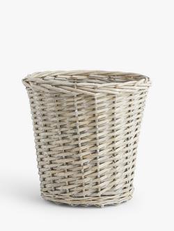 John Lewis ANYDAY Wicker Waste Paper Bin, Grey Wash, Grey