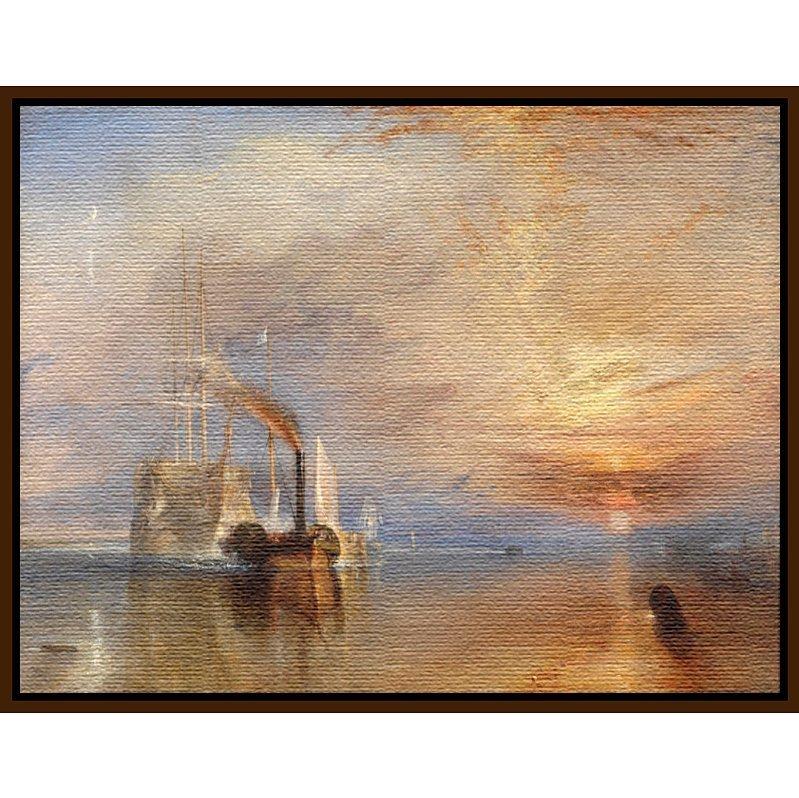 Joseph Mallord William Turner- The Fighting Temeraire, Dark Brown Framed Canvas