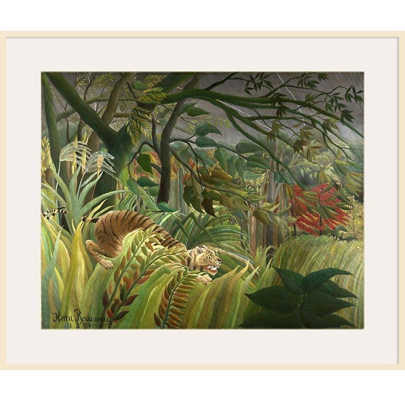 Henri Rousseau- Surprised (Tiger), Natural Ash Framed Print