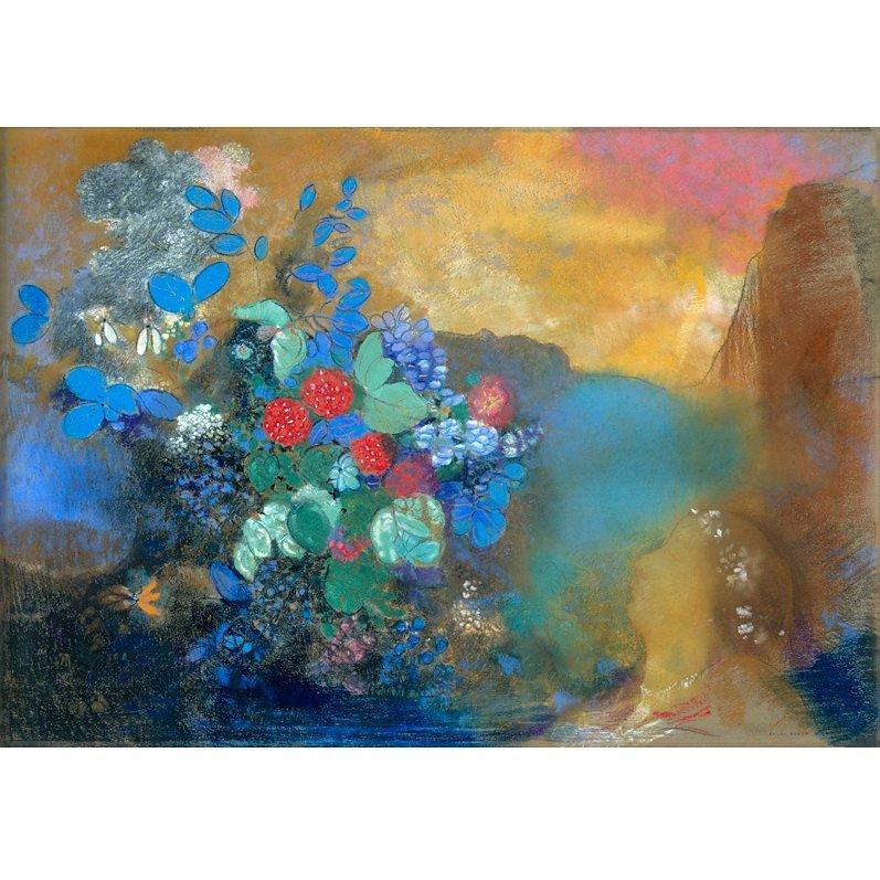 Odilon Redon- Ophelia among the Flowers, Stretched Canvas 