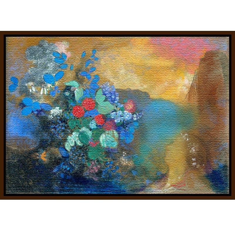 Odilon Redon- Ophelia among the Flowers, Dark Brown Framed Canvas