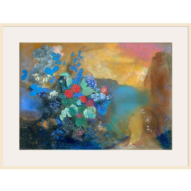 Odilon Redon- Ophelia among the Flowers, Natural Ash Framed Print