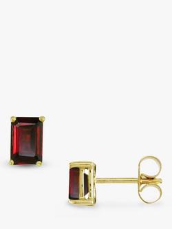E.W Adams 9ct Yellow Gold Garnet Stud Earrings, 