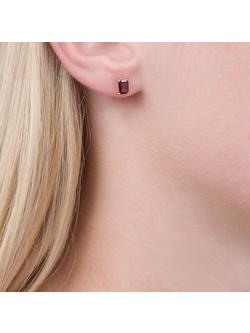 E.W Adams 9ct Yellow Gold Garnet Stud Earrings - view 2, 