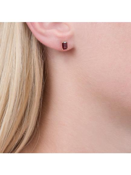 E.W Adams 9ct Yellow Gold Garnet Stud Earrings - view 2, 
