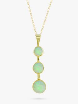E.W Adams 9ct Yellow Gold Triple Opal Drop Pendant Necklace, Yellow Gold, Yellow Gold