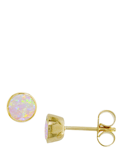 E.W Adams 9ct Yellow Gold Opal Stud Earrings, Gold, 