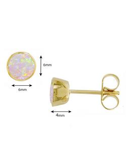 E.W Adams 9ct Yellow Gold Opal Stud Earrings, Gold - view 2, 