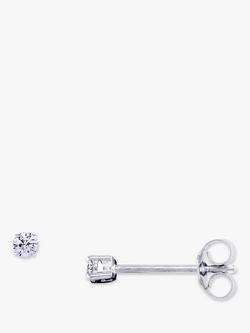 E.W Adams 9ct White Gold Diamond Stud Earrings, Silver
