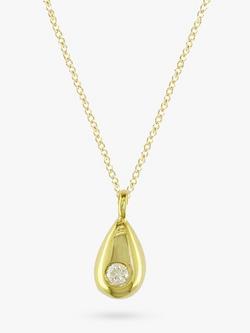 E.W Adams 9ct Yellow Gold Diamond Teardrop Pendant Necklace, 