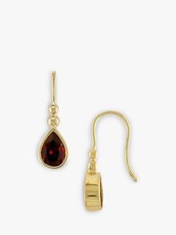 E.W Adams 9ct Yellow Gold Garnet Bead Drop Earrings, 