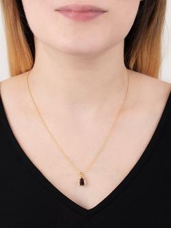 E.W Adams 9ct Yellow Gold Teardrop Pendant Necklace, Garnet - view 2, Garnet