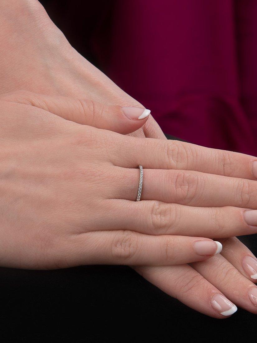 Product image 2 of 3, which shows E.W Adams 18ct White Gold Diamond Claw Set Eternity Ring, White Gold, M