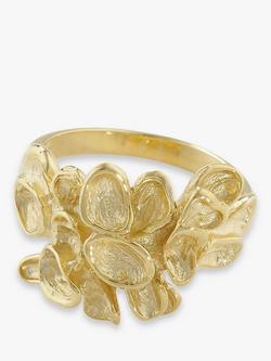 London Road 9ct Yellow Gold Leaf Ring, Gold, 