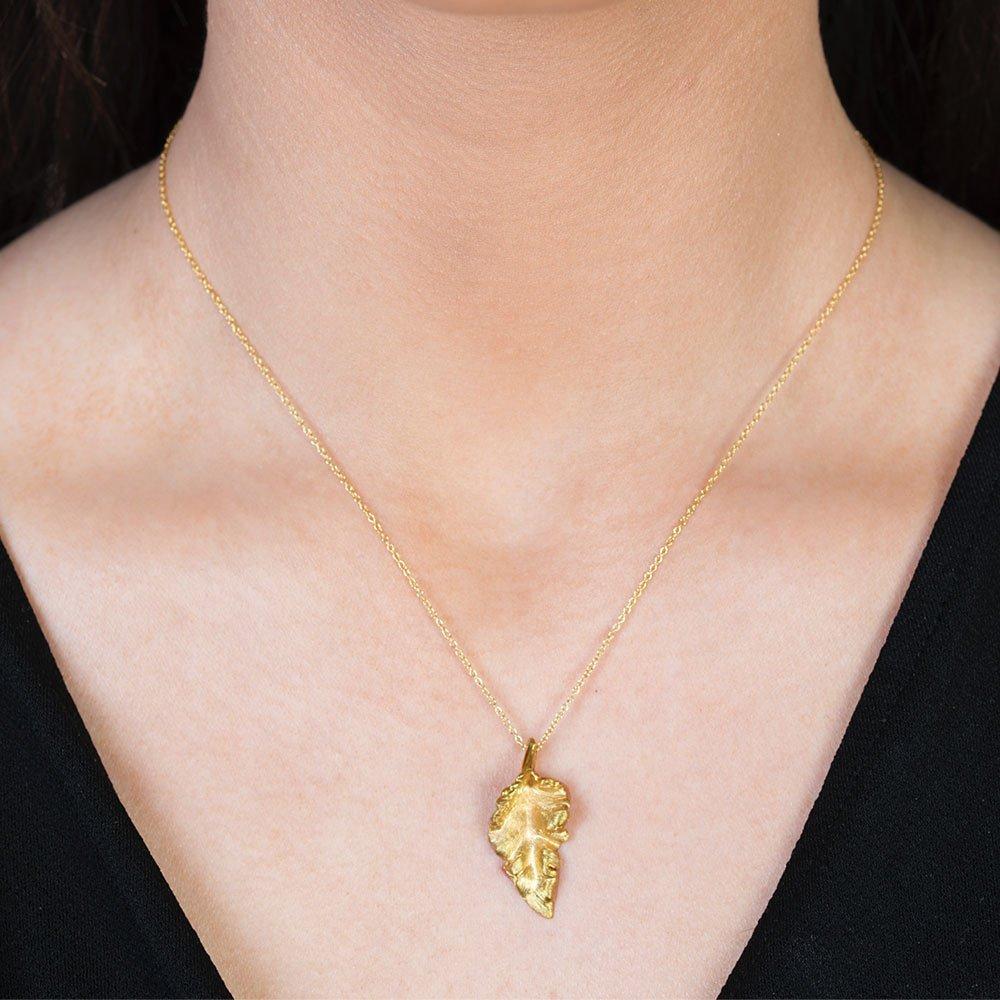 Product image 2 of 3, which shows London Road 9ct Gold Leaf Pendant Necklace