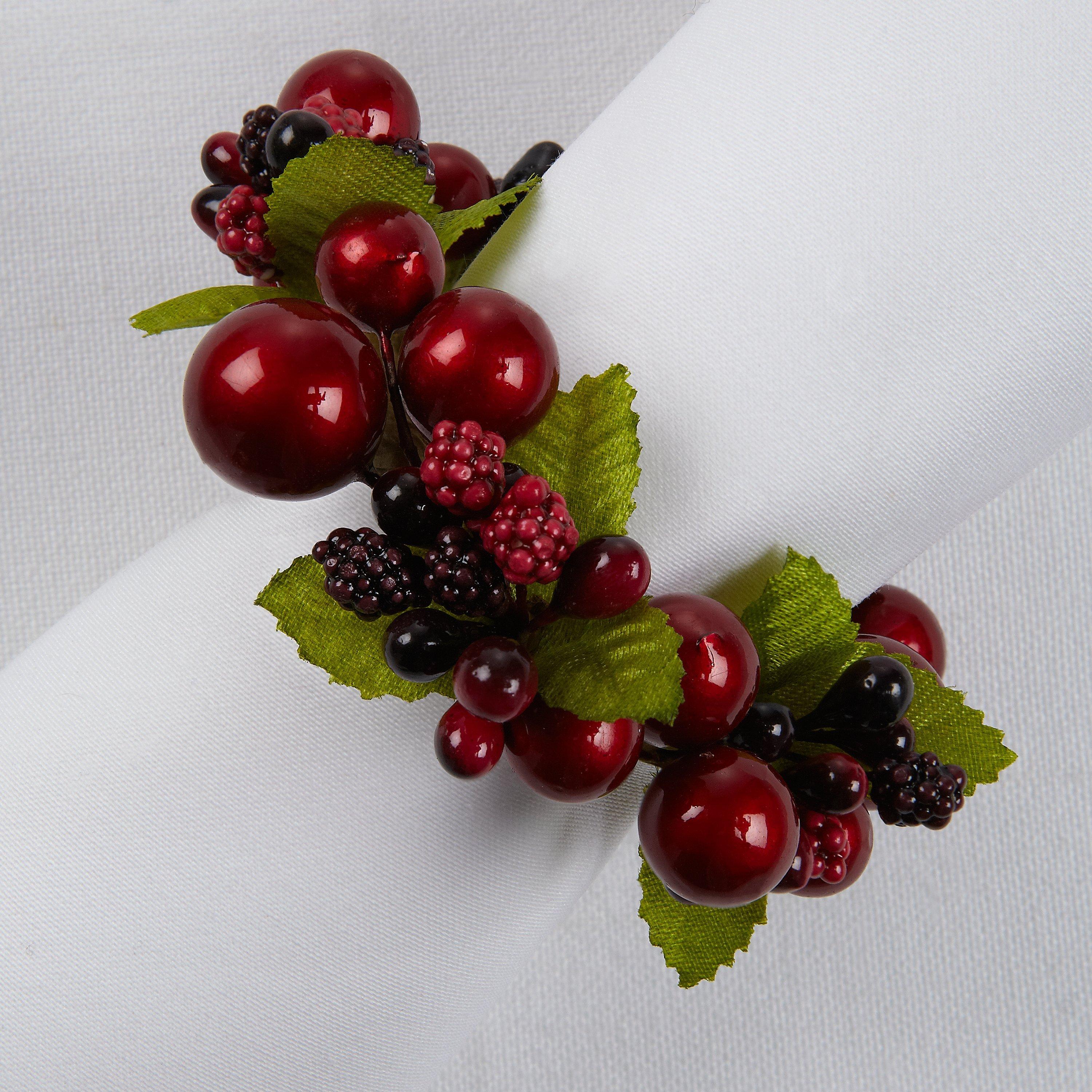 John Lewis Christmas Past Berries Napkin Rings, Set of 4