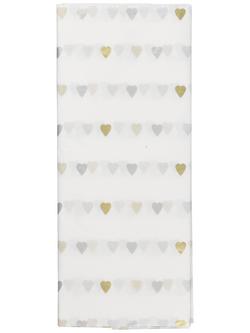 John Lewis Hearts Tissue Paper, 5 Sheets, Gold/Ivory