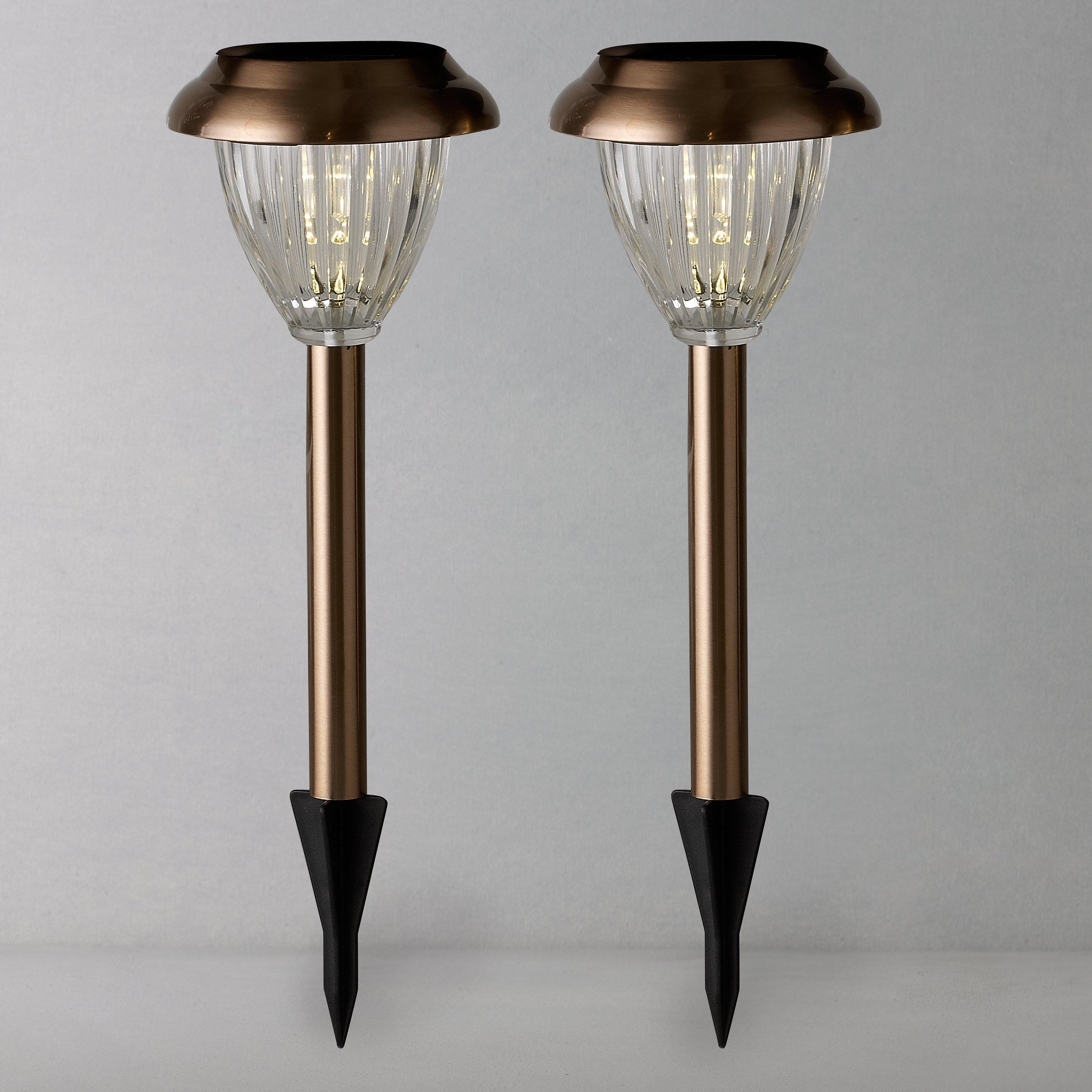 John Lewis & Partners Bahia Solar Outdoor LED Stake Lights, Copper, Set of 2